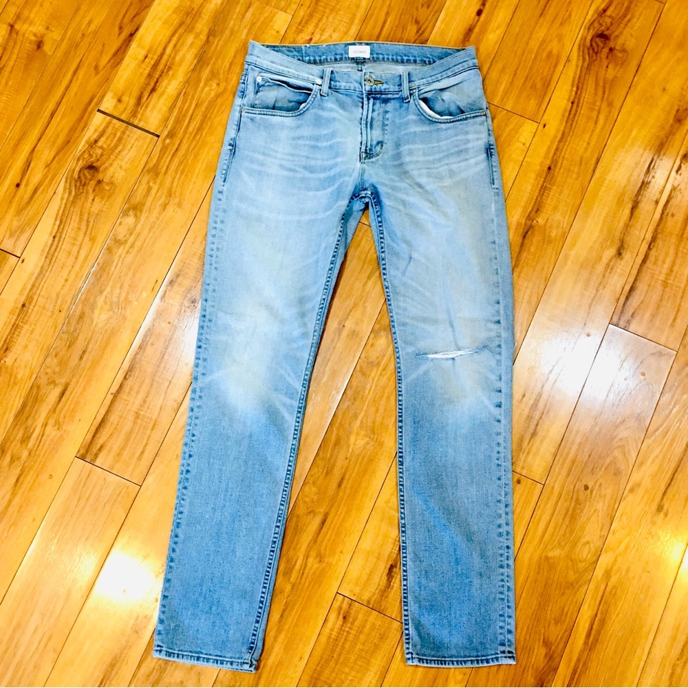 Hudson mens Blake slim straight denim jeans medium wash distressed style…